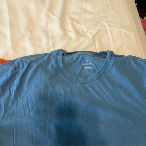 Everlane Short Sleeve Tees - Navy, Orange, Light Blue - Picture 3 of 3